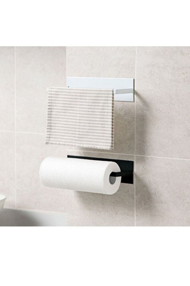 Metal Mat Siyah Ve Beyaz Kağıt Rulo Havluluk, Peçetelik