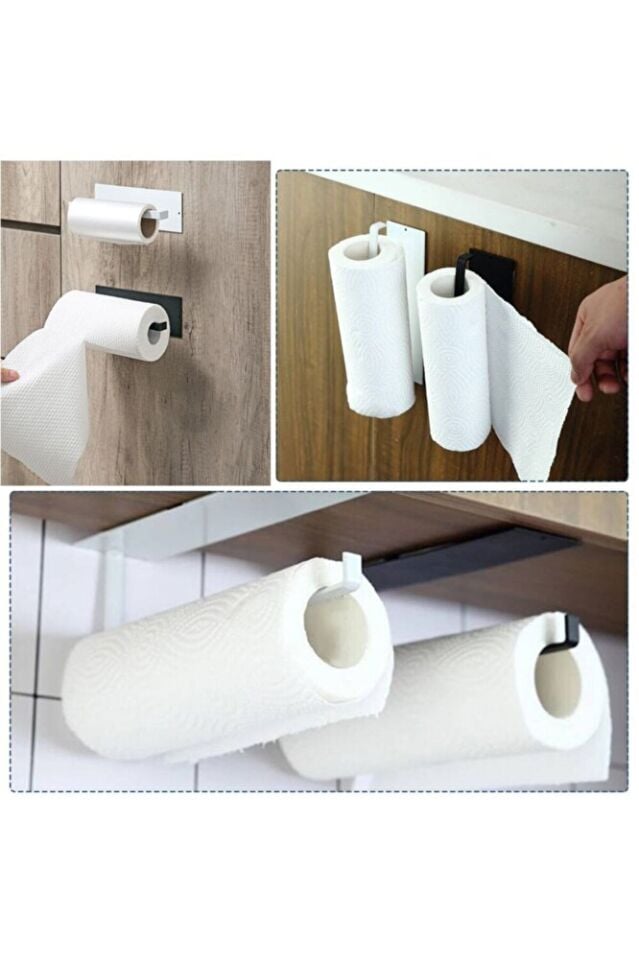 Metal Mat Siyah Ve Beyaz Kağıt Rulo Havluluk, Peçetelik