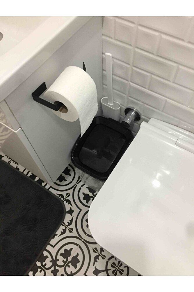 Metal Mat Siyah Wc Kağıtlık Tuvalet Kağıtlığı Tuvalet Kağıdı Askısı Yapışkanlı Tasarım