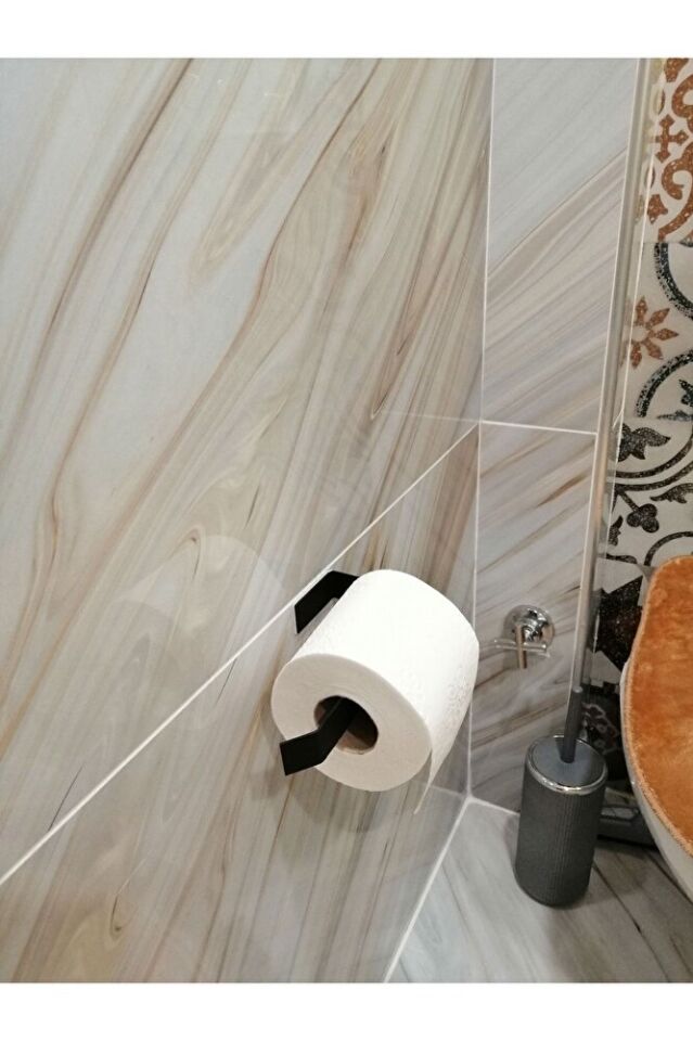 Metal Mat Siyah Wc Kağıtlık Tuvalet Kağıtlığı Tuvalet Kağıdı Askısı Yapışkanlı Tasarım