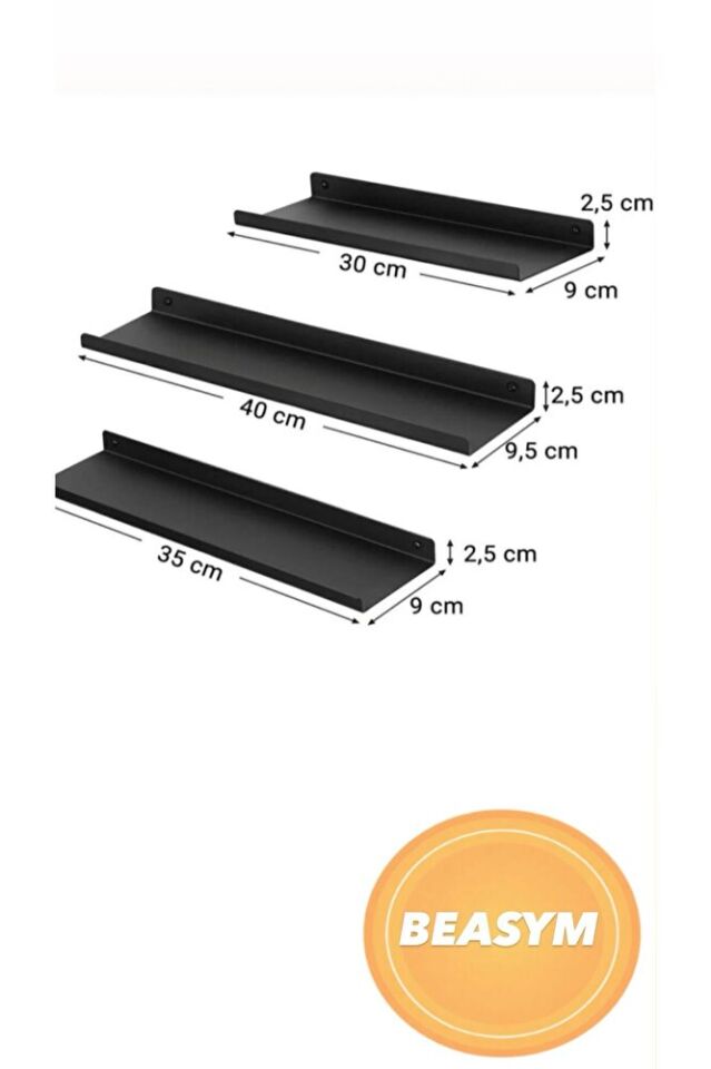 3'lü Metal Duvar Rafı Çerçeve Rafı