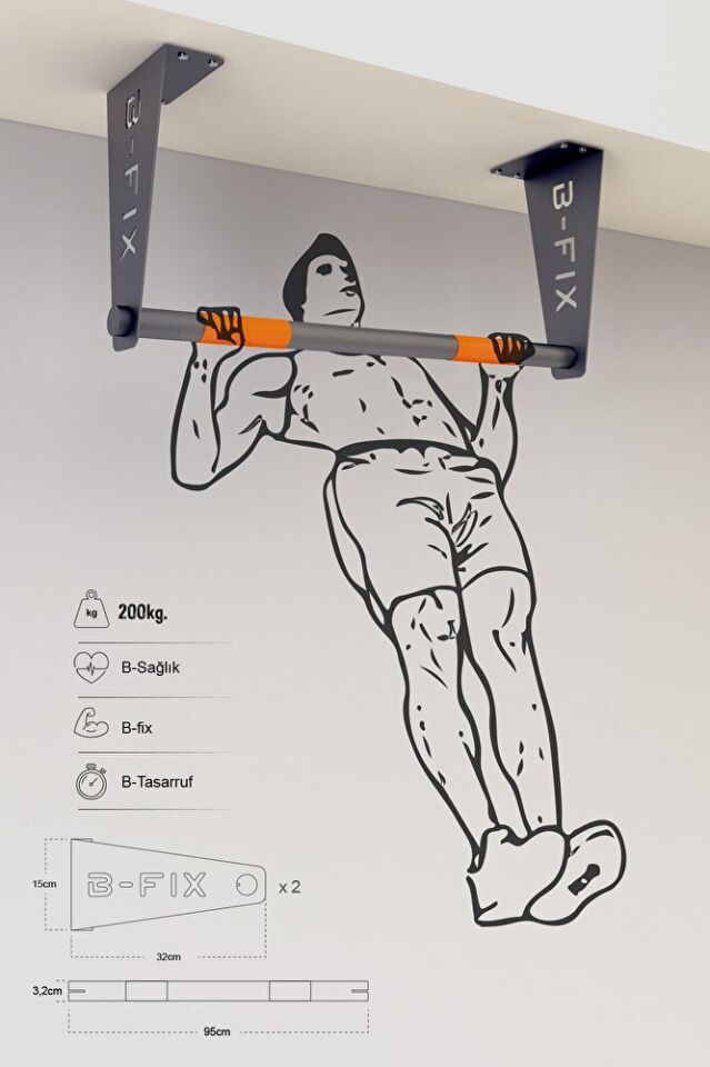 Barfiks Aleti - Barfiks Demiri - Barfix Çubuğu (Siyah)