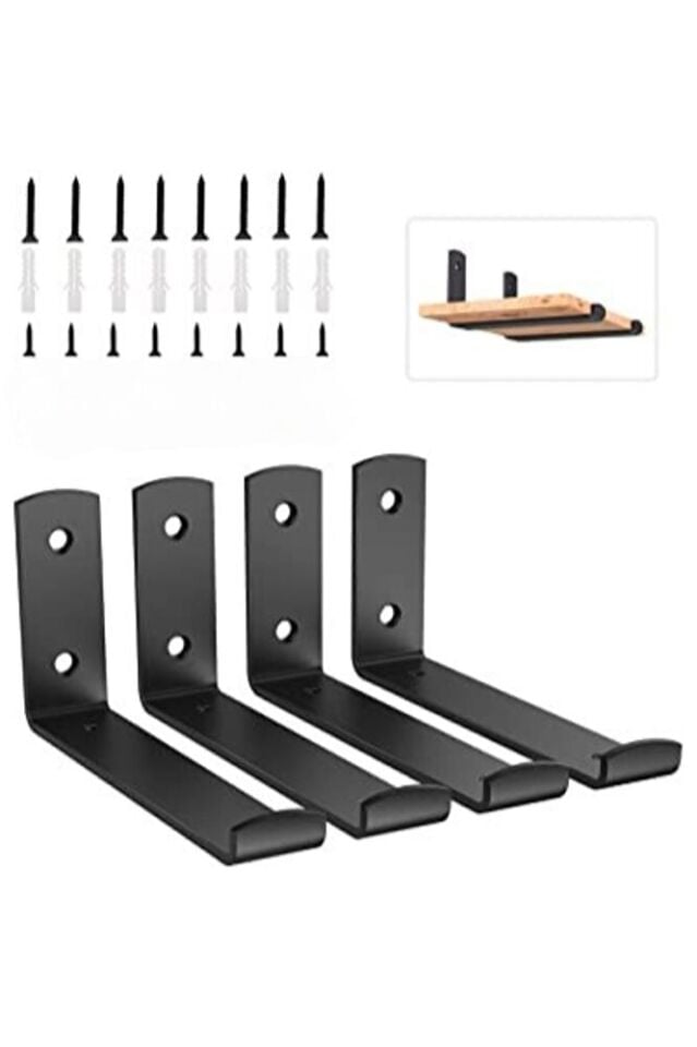 Siyah Raf Askı Aparatı 4 adet Raf Altı Ayak