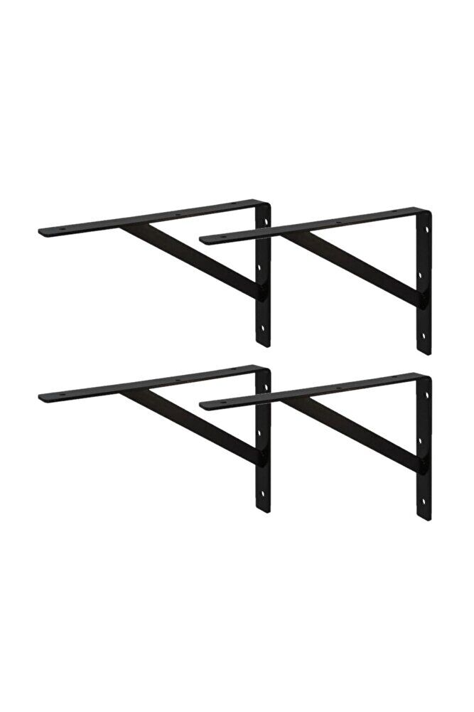 Ağır Yük Raf Altı Ayak Raf Tutucu Destekli L Demir 20 X 40 Cm Siyah Montaj Aparatı (4 ADET)