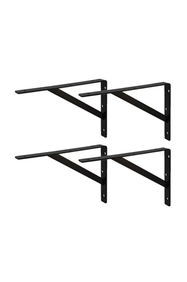Ağır Yük Raf Altı Ayak Raf Tutucu Destekli L Demir 20 X 40 Cm Siyah Montaj Aparatı (4 ADET)