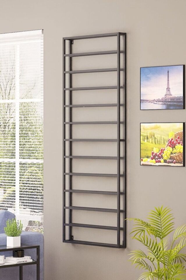 Duvara Monte 10 Katlı Şarap Rafı Metal Şaraplık