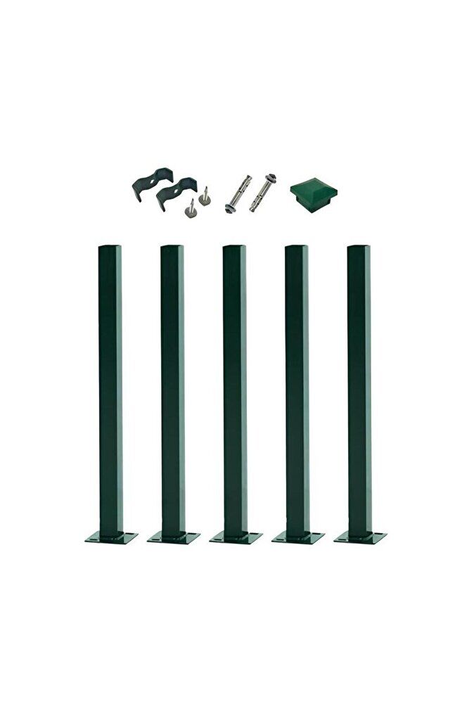 Panel Çit Direği 100cm Aksesuarlı Yeşil RENK (5ADET)