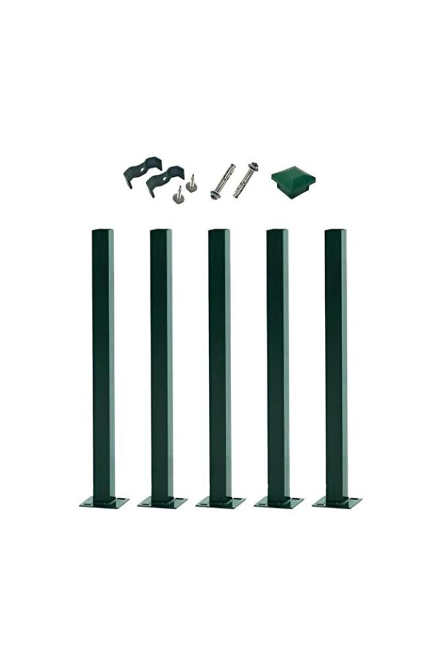 Panel Çit Direği 100cm Aksesuarlı Yeşil RENK (5ADET)