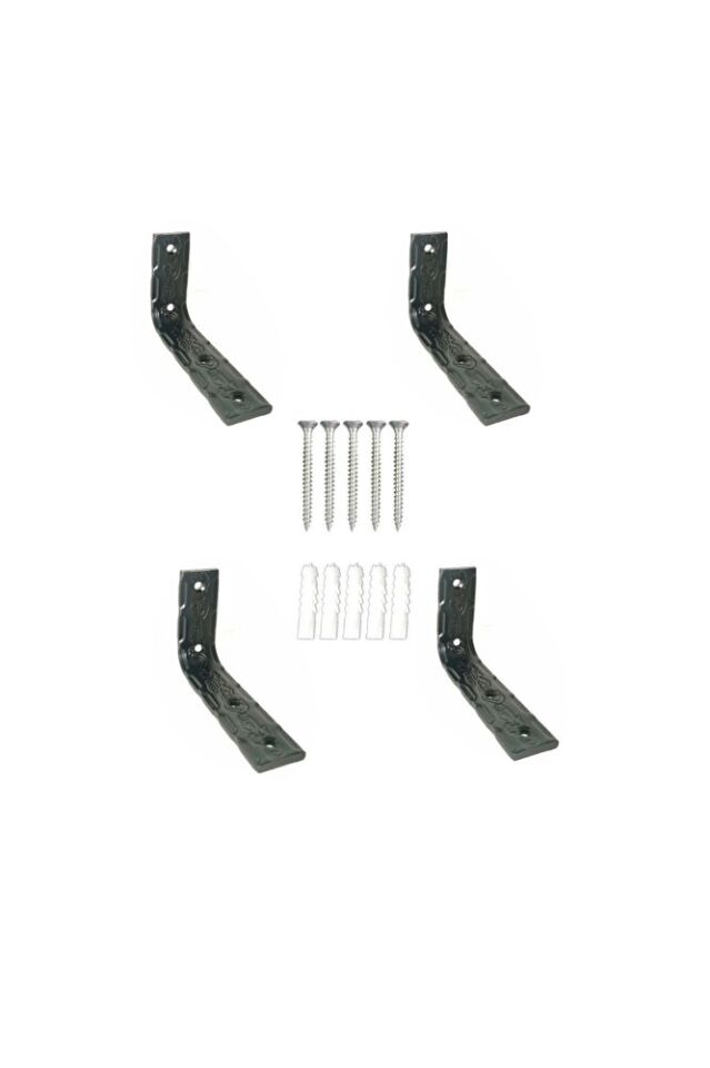 Demir Raf Ayağı 4 Adet 8X12 L Demir Raf Altı Tutacağı Siyah Montaj Aparatı