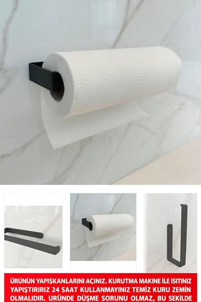 El Havluluk, Siyah Havluluk Banyo Için Kendinden Yapışkanlı Havlu Askısı, Kağıt Havluluk