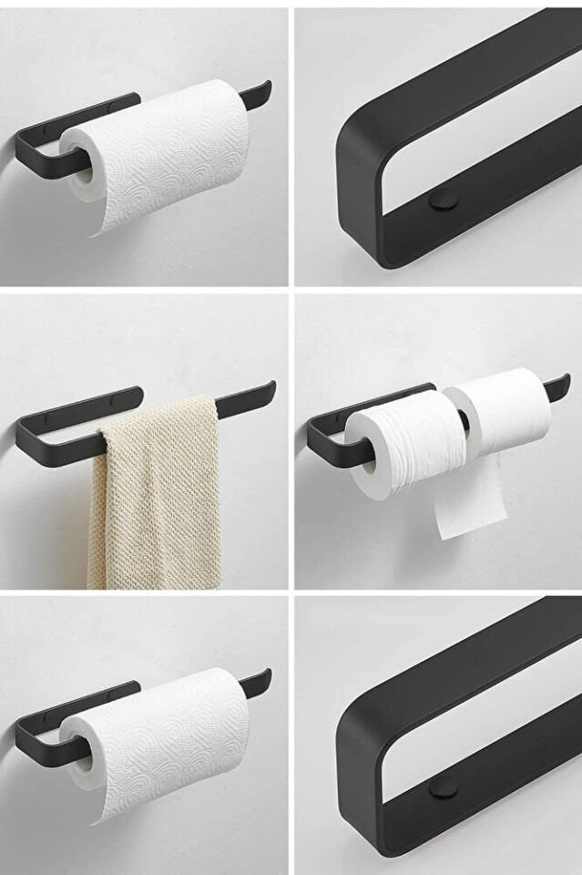 El Havluluk, Siyah Havluluk Banyo Için Kendinden Yapışkanlı Havlu Askısı, Kağıt Havluluk