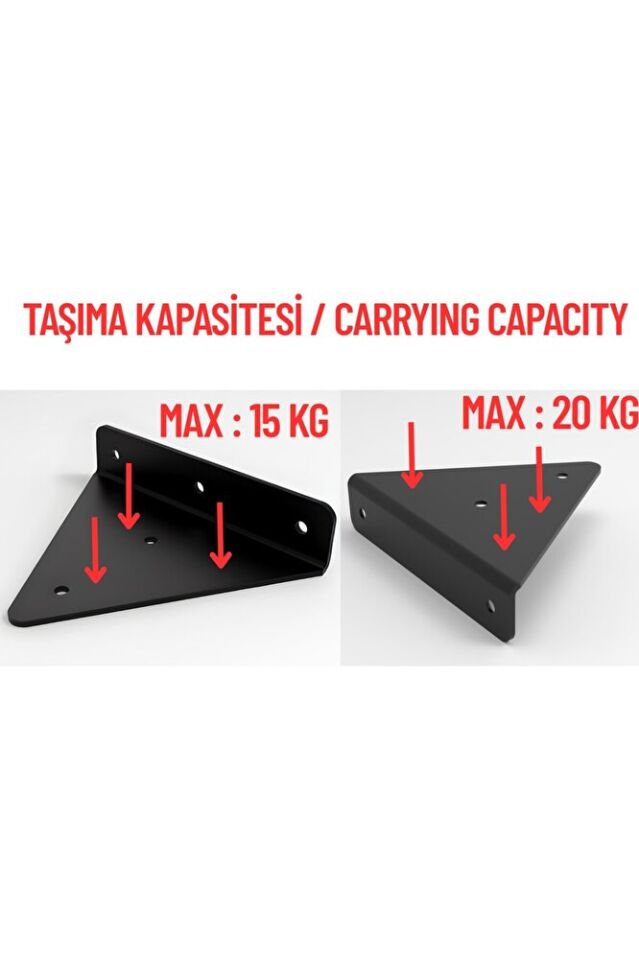 4'lü Gizli Duvar Rafı Askı Aparatı - Sağlam Metal Üçgen Raf Tutucu