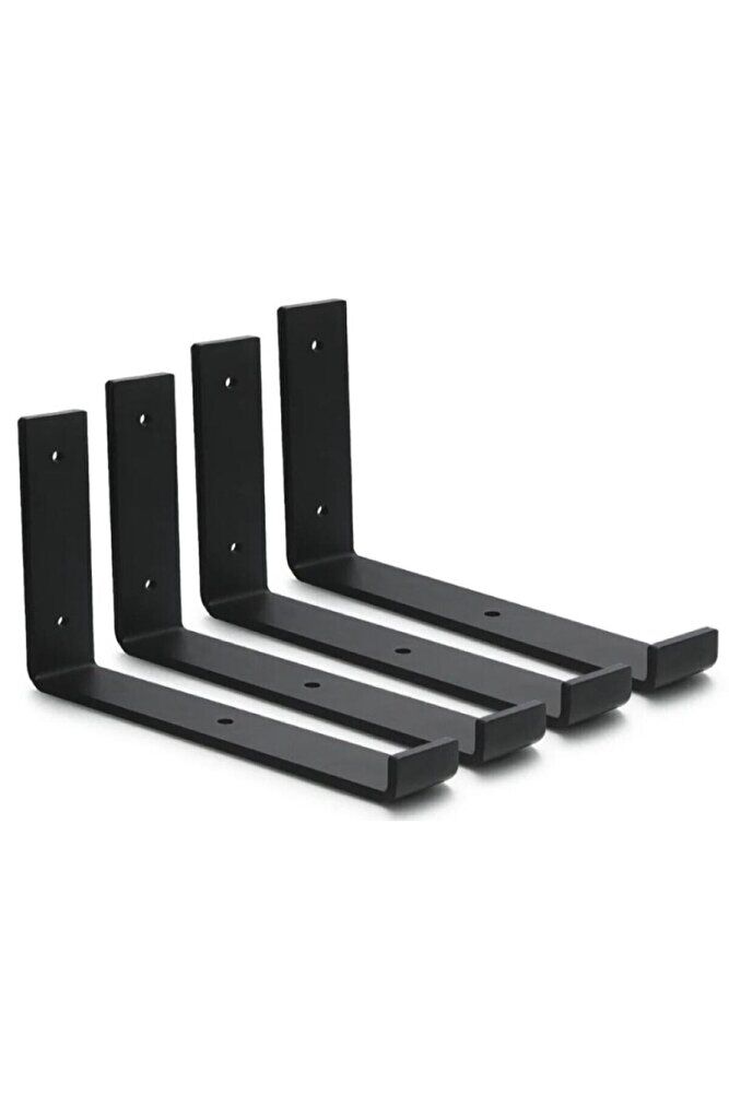 Raf Altı Ayak Raf Tutucu J Demir 8x14 Cm Siyah Montaj Aparatı (4 ADET)