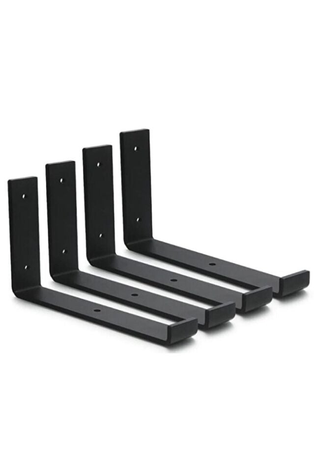 Raf Altı Ayak Raf Tutucu J Demir 8x14 Cm Siyah Montaj Aparatı (4 ADET)