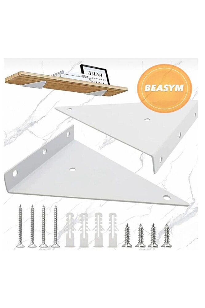 2'li Görünmez Duvar Rafı Askı Aparatı - Uzun Sağlam Metal Üçgen Raf Tutucu, Braketi,