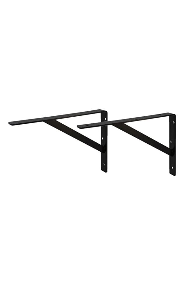 Ağır Yük Raf Altı Ayak Raf Tutucu Destekli L Demir 33 X 50 Cm Siyah Montaj Aparatı (2 ADET)