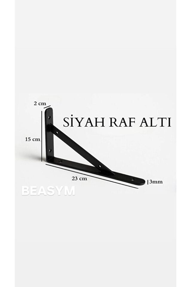 Raf Altı Dekoratif Raf Tutucu Ayak Ferforje Siyah 15X23 cm 2 Adet