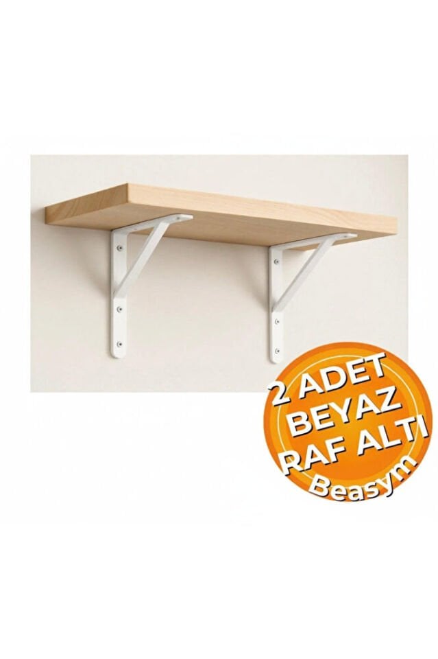 Raf Altı Dekoratif Raf Tutucu Ayak Ferforje Beyaz 18X26 cm 2 Adet