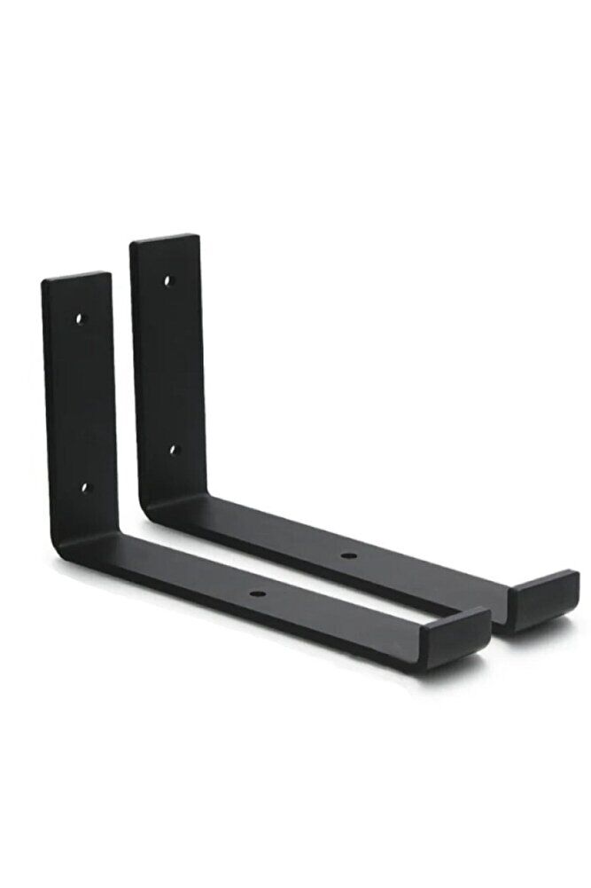Raf Altı Ayak Raf Tutucu J Demir 10x20 Cm Siyah Montaj Aparatı (2 Adet)