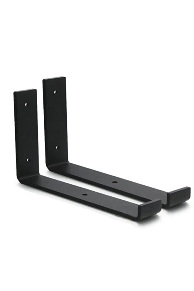 Raf Altı Ayak Raf Tutucu J Demir 10x20 Cm Siyah Montaj Aparatı (2 Adet)