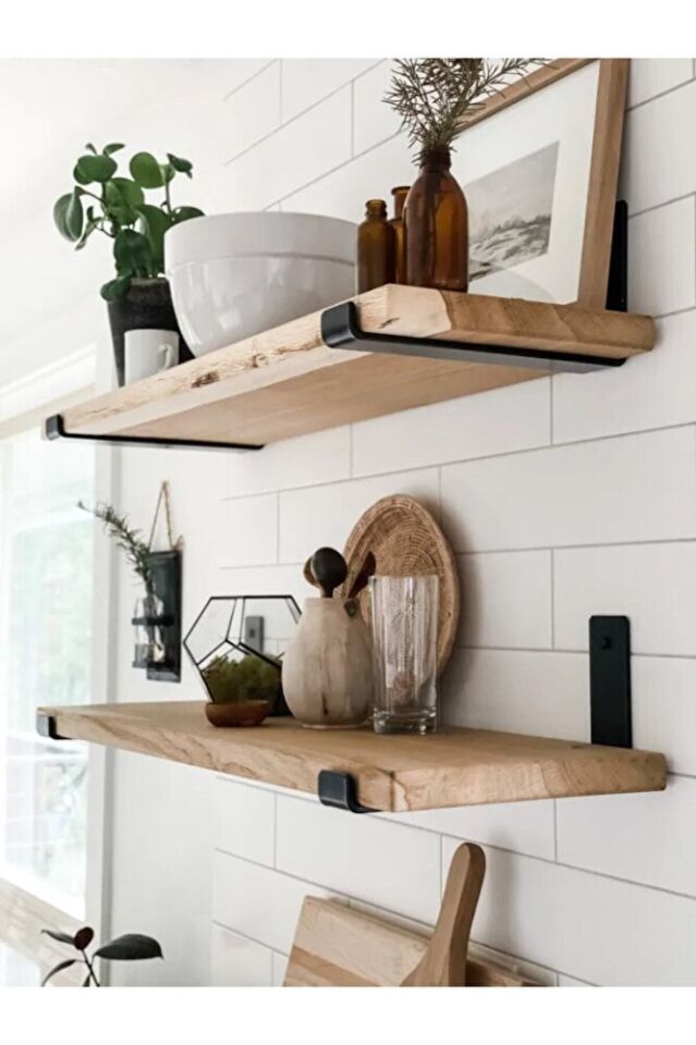 Raf Altı Ayak Raf Tutucu J Demir 10x20 Cm Siyah Montaj Aparatı (2 Adet)