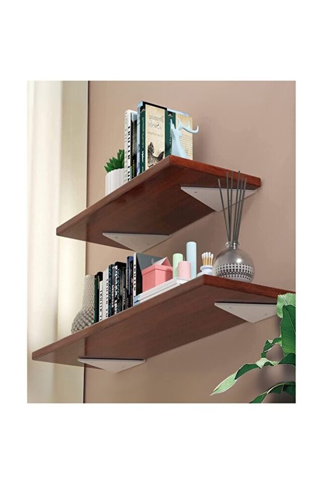 4'li Gizli Duvar Rafı Askı Aparatı - Sağlam Metal Üçgen Raf Tutucu Braketi