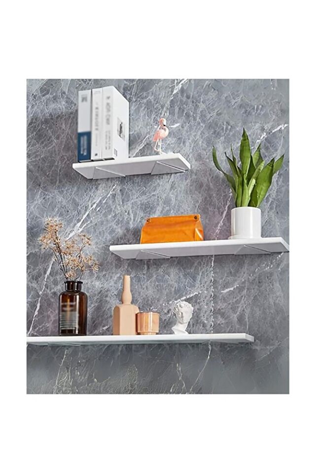 4'li Gizli Duvar Rafı Askı Aparatı - Sağlam Metal Üçgen Raf Tutucu Braketi