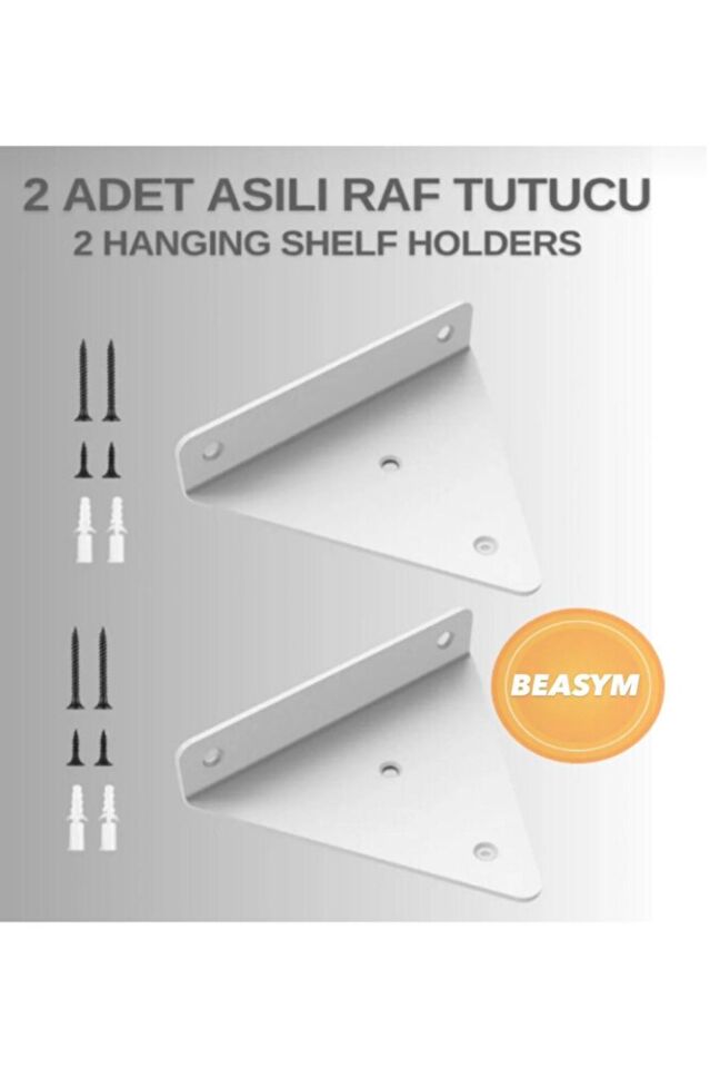 4'li Gizli Duvar Rafı Askı Aparatı - Sağlam Metal Üçgen Raf Tutucu Braketi