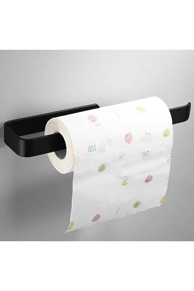 2 ADET Paslanmaz Siyah ,kağıt Rulo Havluluk, Peçetelik, Yapışkanlı ,banyo Askısı 2 Adet