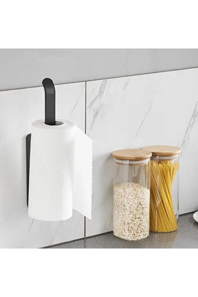 2 ADET Paslanmaz Siyah ,kağıt Rulo Havluluk, Peçetelik, Yapışkanlı ,banyo Askısı 2 Adet