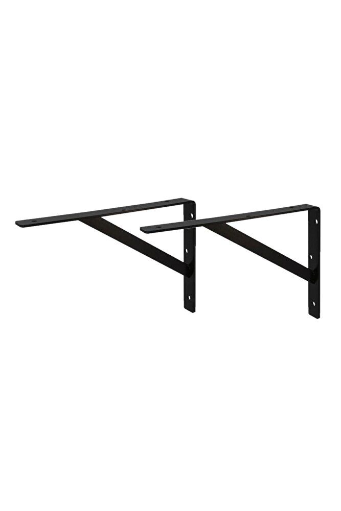 Ağır Yük Raf Altı Ayak Raf Tutucu Destekli L Demir 30x15 Cm Siyah Montaj Aparatı (2 ADET)