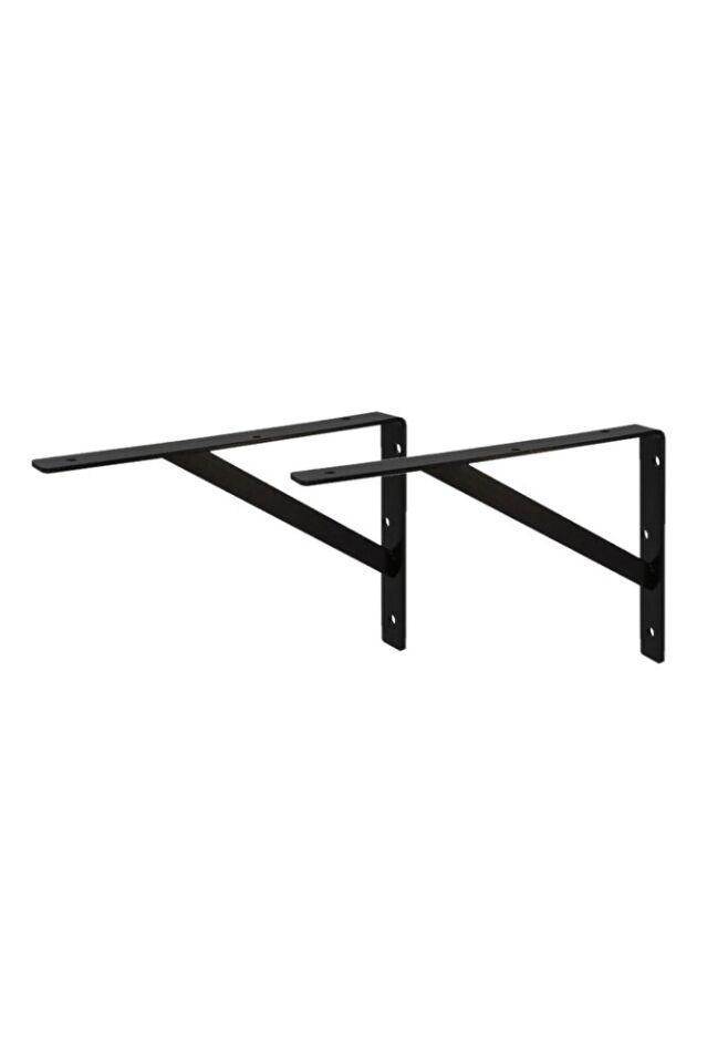 Ağır Yük Raf Altı Ayak Raf Tutucu Destekli L Demir 30x15 Cm Siyah Montaj Aparatı (2 ADET)