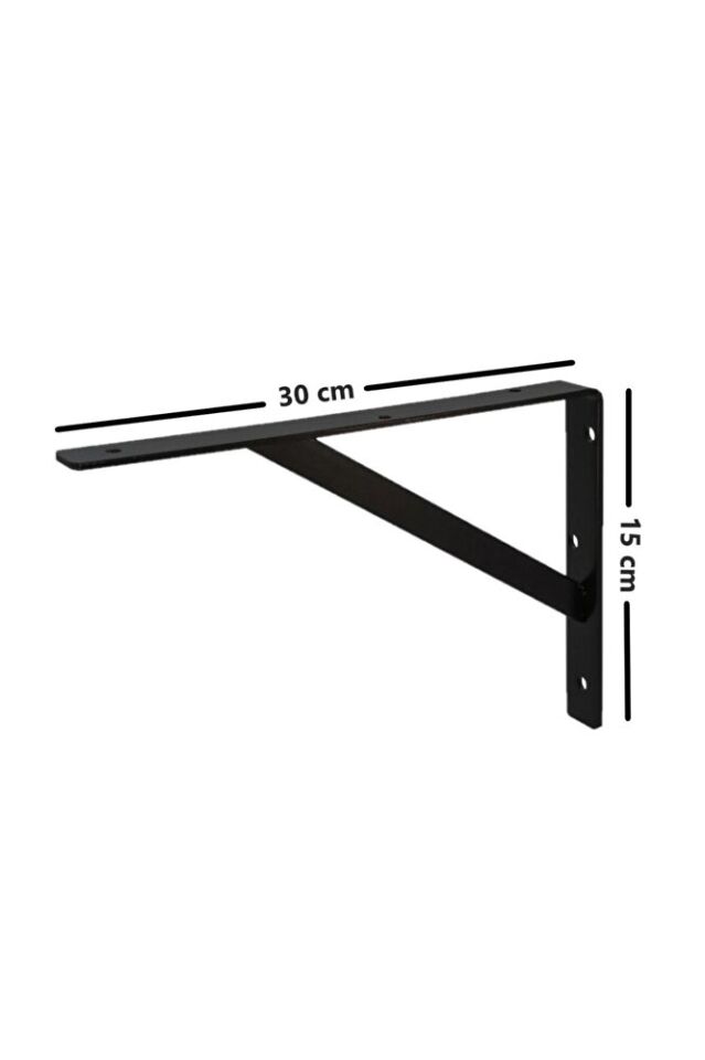 Ağır Yük Raf Altı Ayak Raf Tutucu Destekli L Demir 30x15 Cm Siyah Montaj Aparatı (2 ADET)