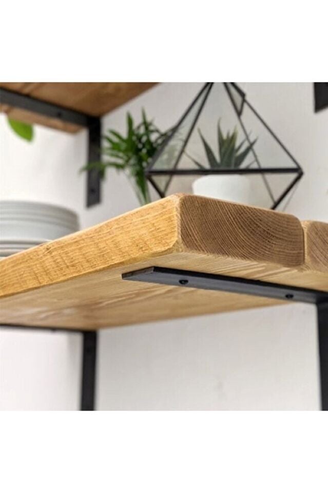 4'lü Set Siyah Metal Duvar Rafı Destek Ayakları, Güçlü Raf Tutucu Ters L Demiri Ve Vida Seti (25 CM