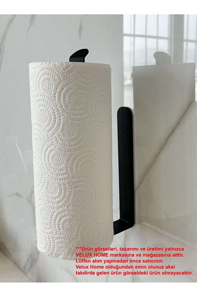 Metal Kağıt Havluluk Havlu Askısı Tutucu Duvara Bantla Monte Dolaba Asılabilir 26,5x7x3 Cm