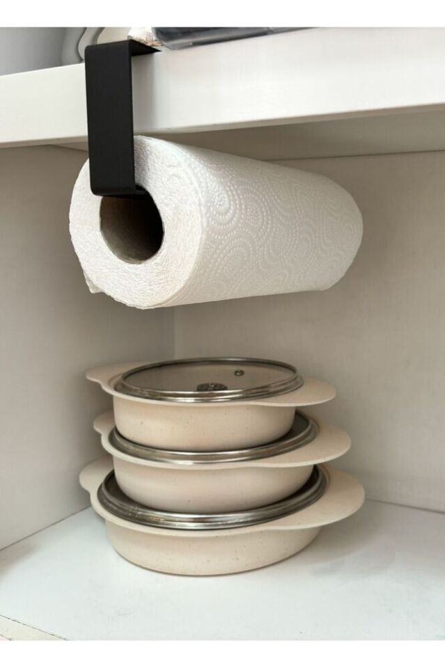 Metal Kağıt Havluluk Havlu Askısı Tutucu Duvara Bantla Monte Dolaba Asılabilir 26,5x7x3 Cm