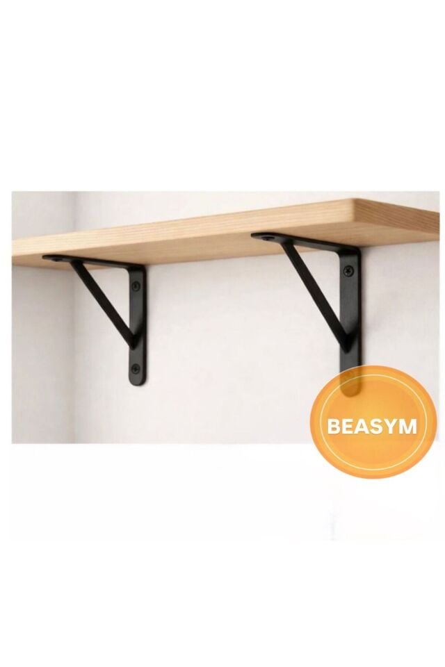 Raf Altı Dekoratif Raf Tutucu Ayak Ferforje Siyah 15X23 cm 2 Adet