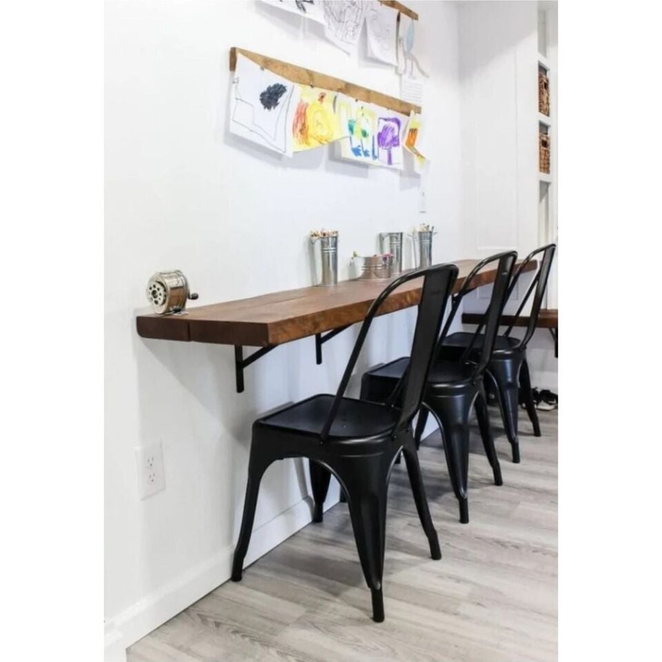 Ağır Yük Raf Altı Ayak Raf Tutucu Destekli L Demir 20 x 29 cm Siyah Montaj Aparatı (4 Adet)
