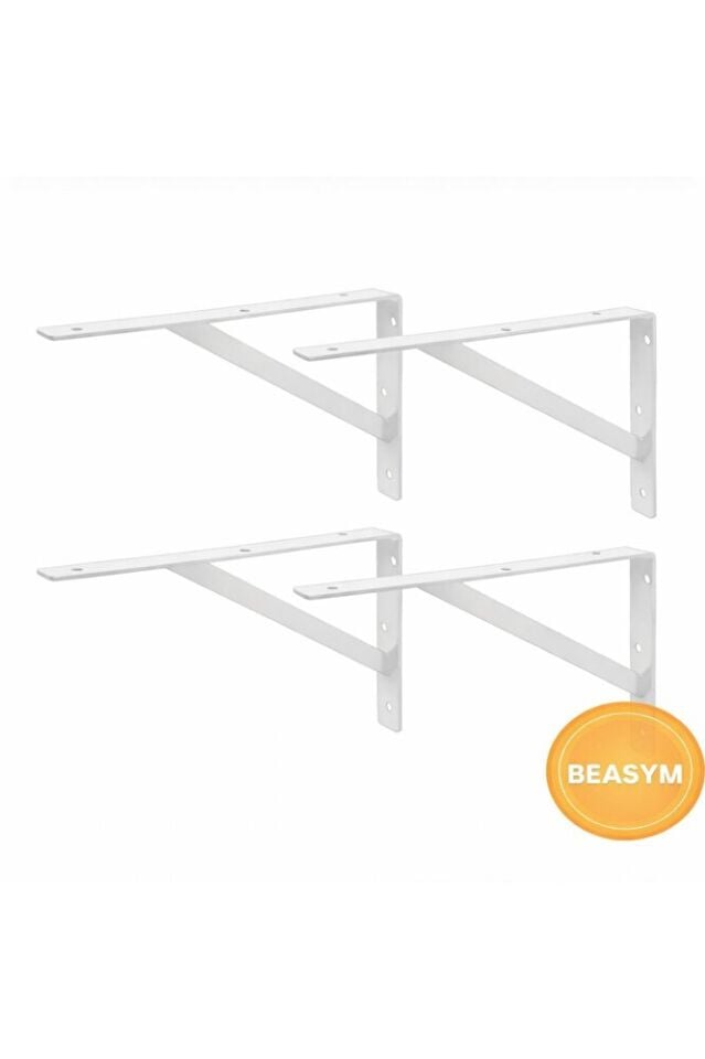 Ağır Yük Raf Altı Ayak Raf Tutucu Destekli L Demir 20 X 40 Cm Siyah Montaj Aparatı Beyaz (4 ADET)